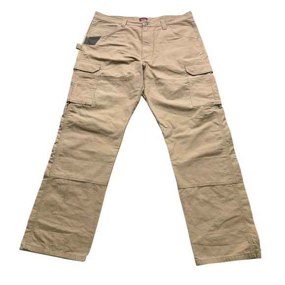 Wrangler Workwear Men's Khaki Carpenter Cargo Pants 38x34 Utility Work Pants - Picture 1 of 16
